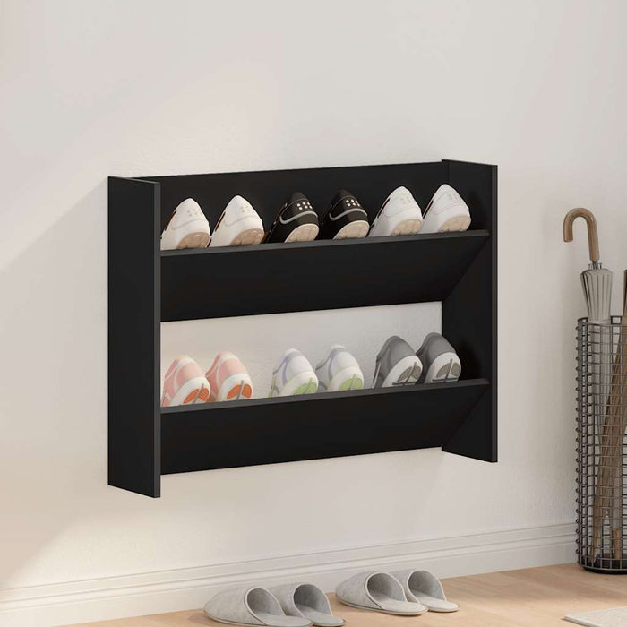 Pantofar de perete, negru, 80x18x60 cm, lemn prelucrat WALTI