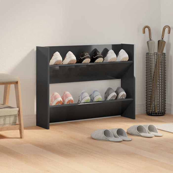 Pantofare de perete, negru extralucios, 80x18x60 cm, PAL WALTI