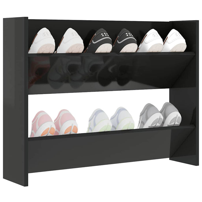 Pantofare de perete, negru extralucios, 80x18x60 cm, PAL WALTI