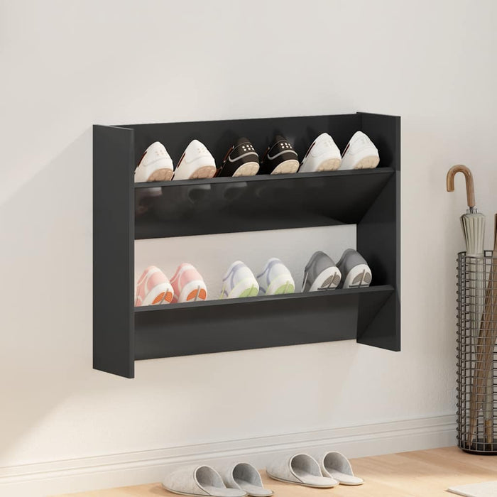 Pantofare de perete, negru extralucios, 80x18x60 cm, PAL WALTI