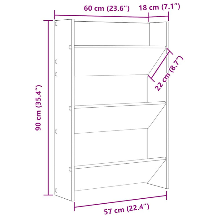 Pantofar de perete, alb, 60x18x90 cm, PAL - WALTI WALTI