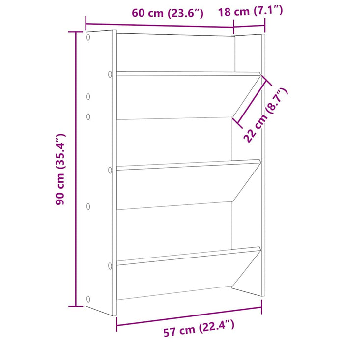 Pantofar de perete, gri beton, 60x18x90 cm, PAL - WALTI WALTI