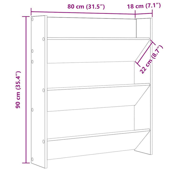 Pantofar de perete, alb, 80x18x90 cm, PAL - WALTI WALTI
