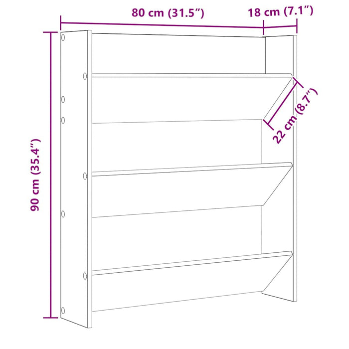 Pantofar de perete, stejar sonoma, 80x18x90 cm, PAL - WALTI WALTI
