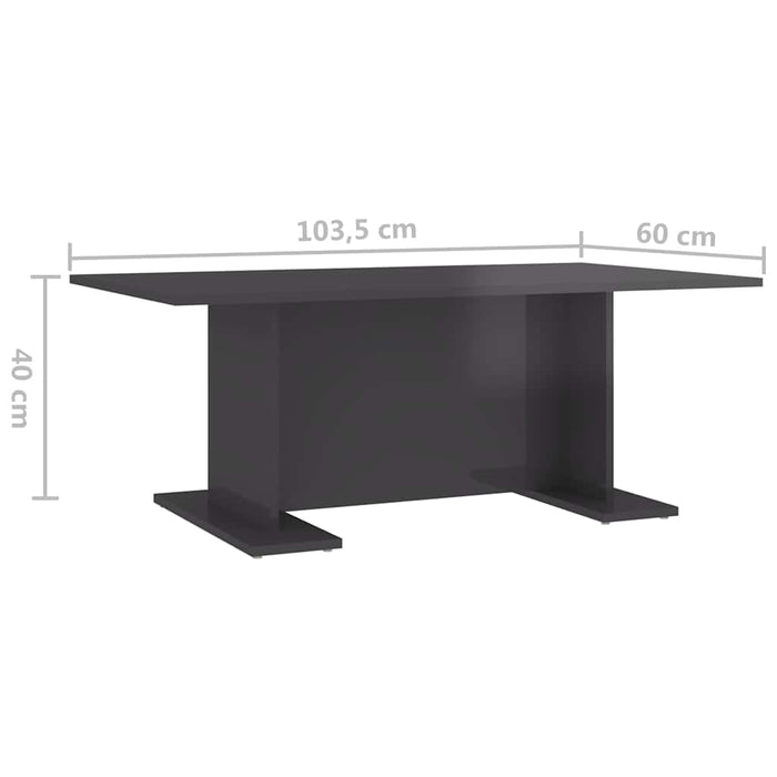 Măsuță de cafea gri extra lucios 103,5x60x40 cm lemn prelucrat WALTI