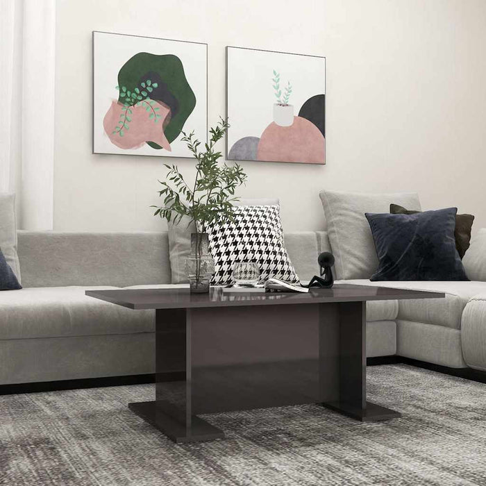 Măsuță de cafea gri extra lucios 103,5x60x40 cm lemn prelucrat WALTI