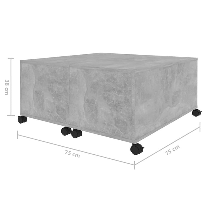 Măsuță de cafea, gri beton , 75x75x38 cm, lemn prelucrat - WALTI WALTI