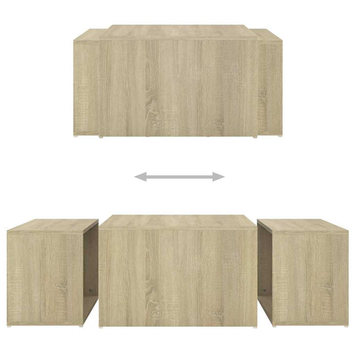 Set măsuțe cafea suprapuse, 3 piese, stejar sonoma, 60x60x38 cm WALTI
