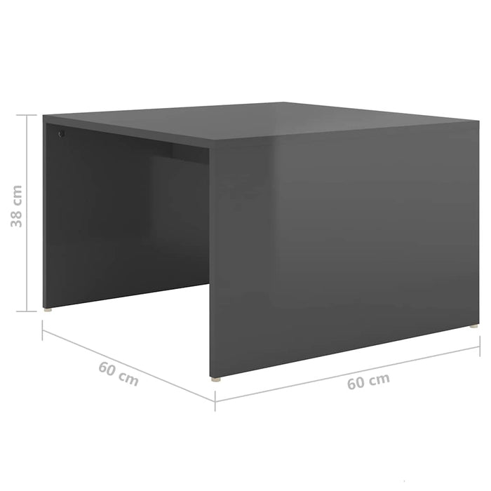 Set măsuțe cafea suprapuse 3 piese gri extralucios 60x60x38 cm WALTI