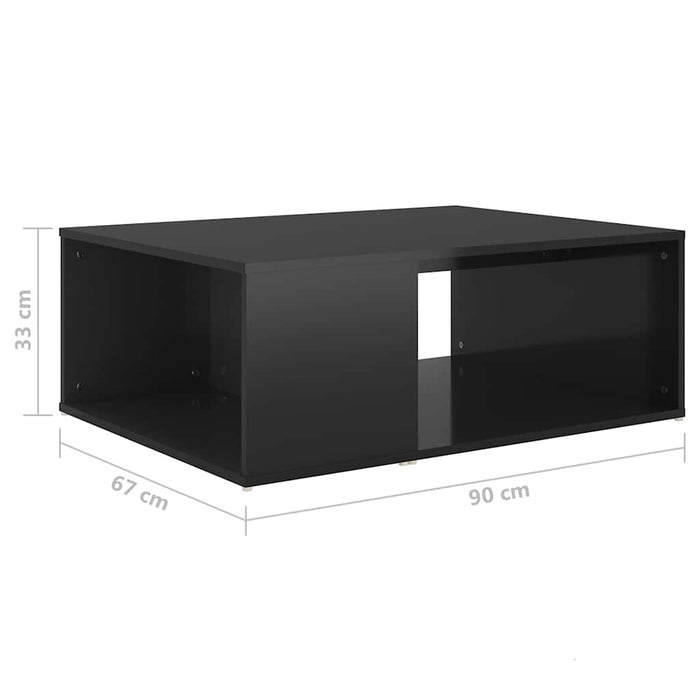 Măsuță de cafea, negru extra lucios, 90x67x33cm, lemn prelucrat WALTI
