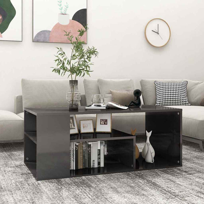 Măsuță de cafea, gri extralucios, 100x50x40 cm, lemn prelucrat WALTI
