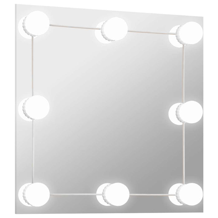 Oglindă de perete cu lumini LED, sticlă, pătrată - WALTI WALTI