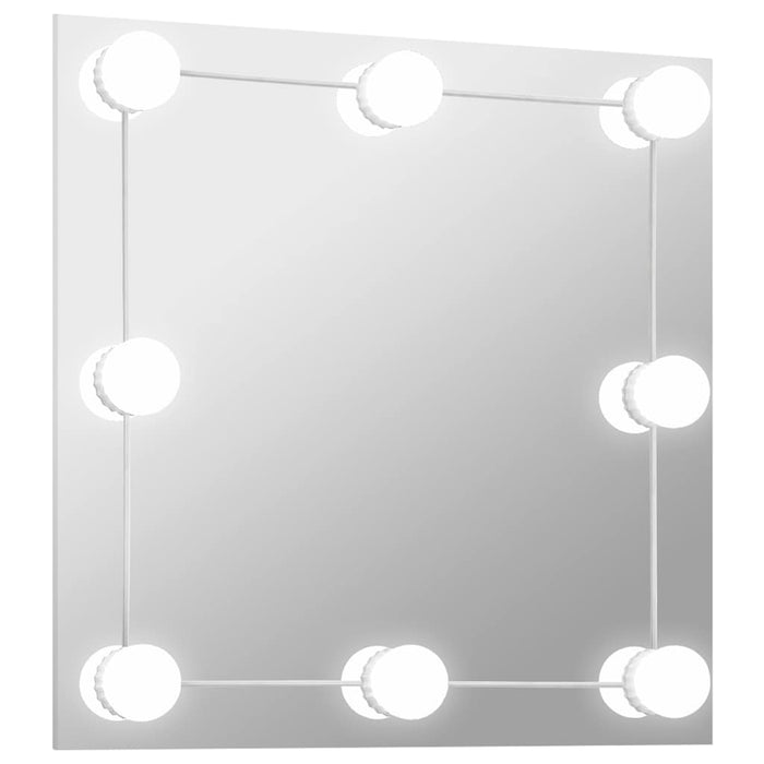 Oglindă de perete cu lumini LED, sticlă, pătrată - WALTI WALTI