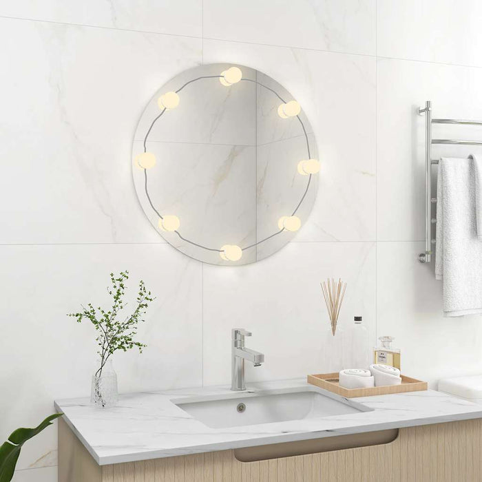 Oglindă de perete cu lumini LED, sticlă, rotundă - WALTI WALTI
