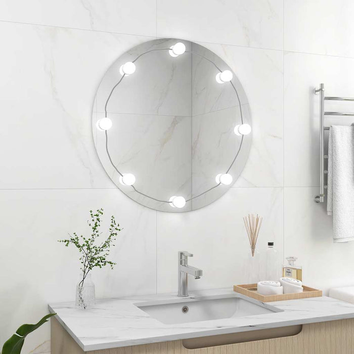 Oglindă de perete cu lumini LED, sticlă, rotundă - WALTI WALTI