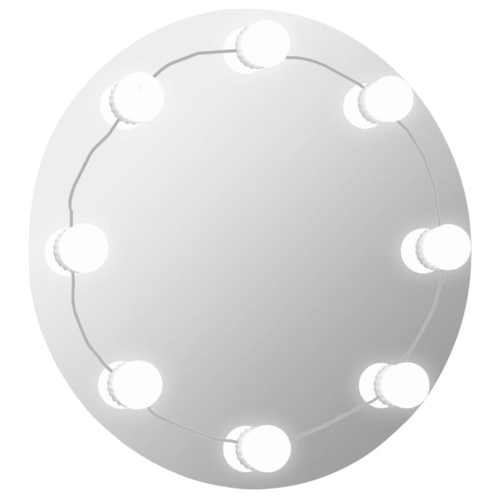 Oglindă de perete cu lumini LED, fără ramă, sticlă, rotundă WALTI