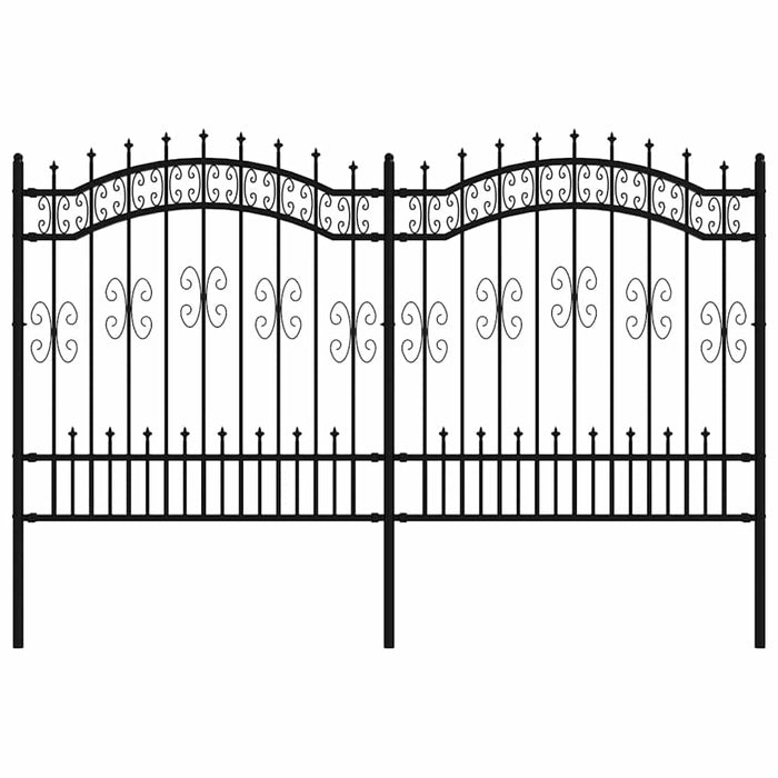Gard de grădină cu vârf tip suliță, negru, 240x125 cm, oțel vopsit în câmp electrostatic WALTI