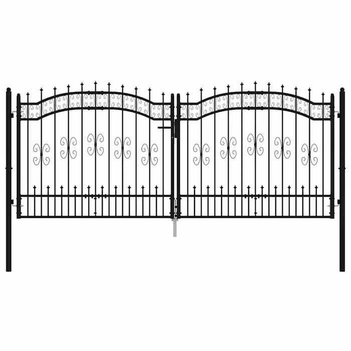 Poartă de gard cu vârf tip suliță, neagră, 305x125 cm, oțel vopsit în câmp electrostatic - WALTI WALTI