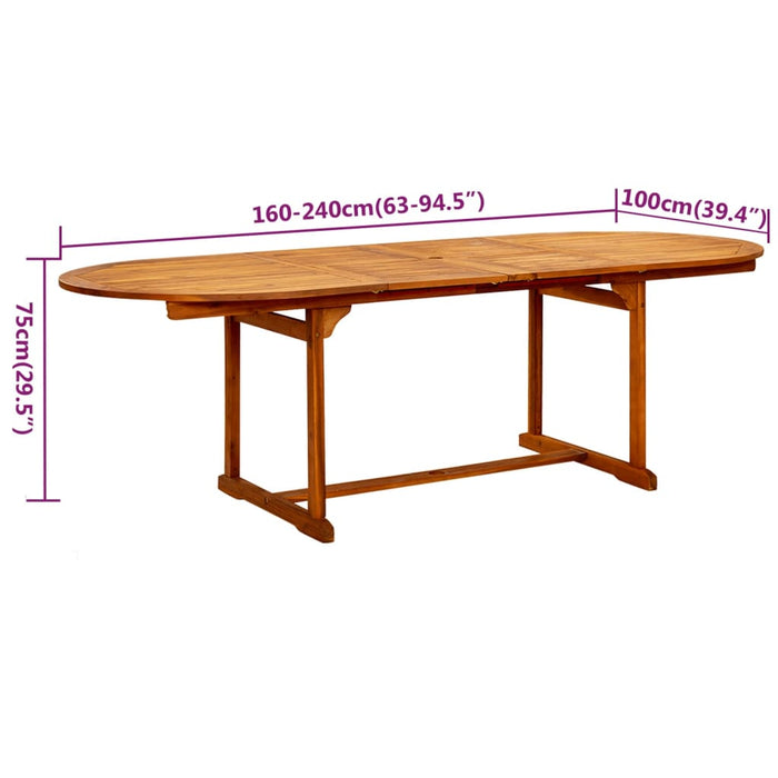 Set mobilier de grădină, 9 piese, lemn masiv de acacia, 160-240 cm WALTI