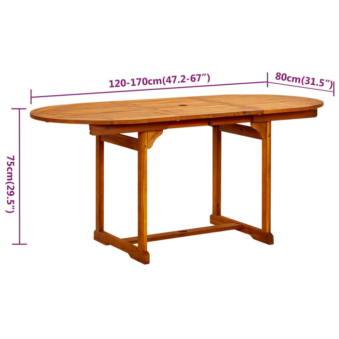 Set mobilier de grădină, 7 piese, lemn masiv de acacia, 120-170 cm WALTI