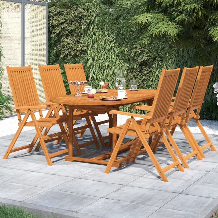 Set mobilier de grădină, 7 piese, lemn masiv de acacia, 120-170 cm WALTI