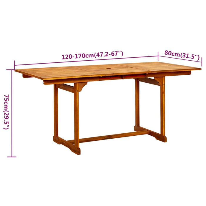 Set mobilier de grădină, 7 piese, lemn masiv de acacia, 120-170 cm WALTI