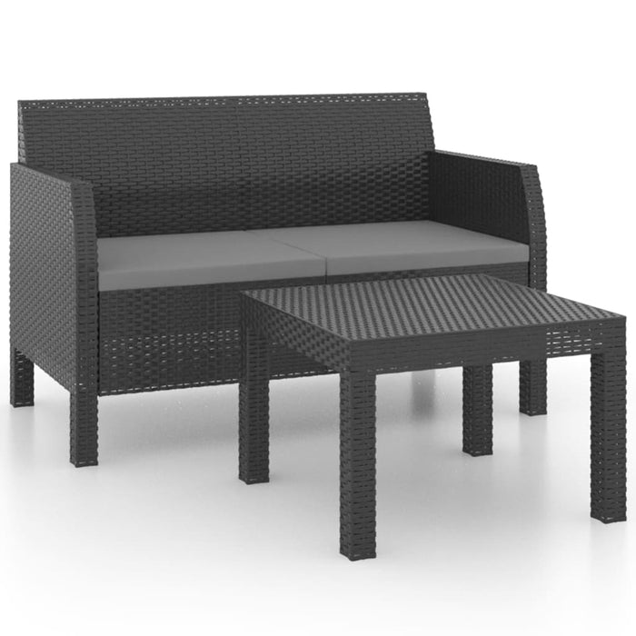 Set mobilier de grădină cu perne, 2 piese, antracit, PP ratan - WALTI WALTI