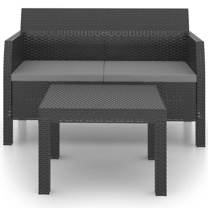 Set mobilier de grădină cu perne, 2 piese, antracit, PP ratan - WALTI WALTI