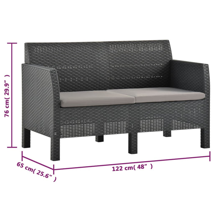 Set mobilier de grădină cu perne, 2 piese, antracit, PP ratan - WALTI WALTI