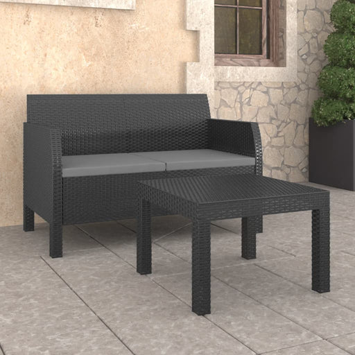 Set mobilier de grădină cu perne, 2 piese, antracit, PP ratan - WALTI WALTI