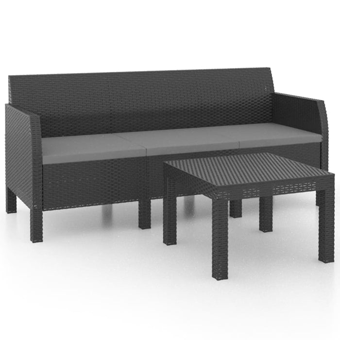 Set mobilier de grădină cu perne, 2 piese, antracit, PP ratan - WALTI WALTI