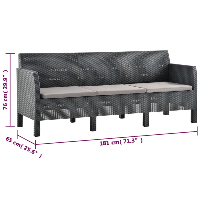 Set mobilier de grădină cu perne, 2 piese, antracit, PP ratan - WALTI WALTI