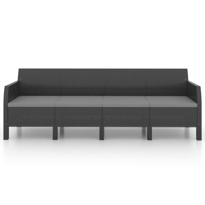 Set mobilier de grădină cu perne, 2 piese, antracit, PP ratan WALTI