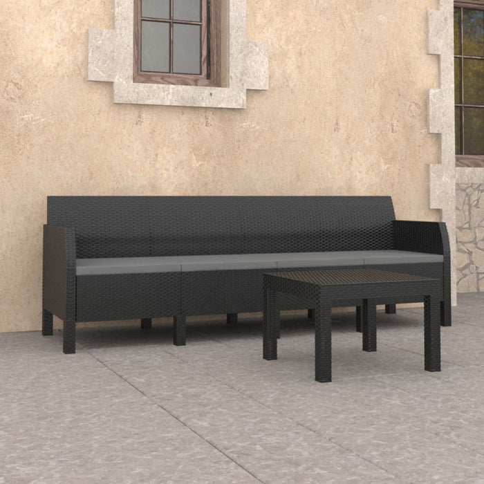 Set mobilier de grădină cu perne, 2 piese, antracit, PP ratan WALTI