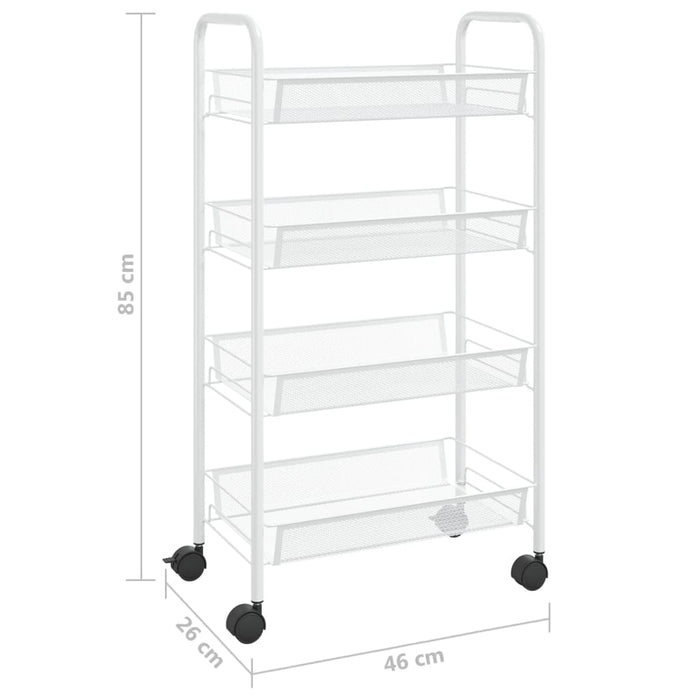 Cărucior de bucătărie, 4 niveluri, alb, 46x26x85 cm, fier - WALTI WALTI