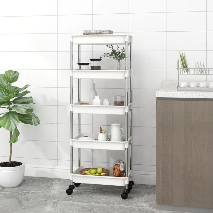 Cărucior de bucătărie 5 niveluri alb 42x29x128 cm fier și ABS - WALTI WALTI