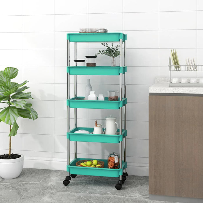 Cărucior de bucătărie 5 niveluri turcoaz 42x29x128 cm fier/ABS - WALTI WALTI