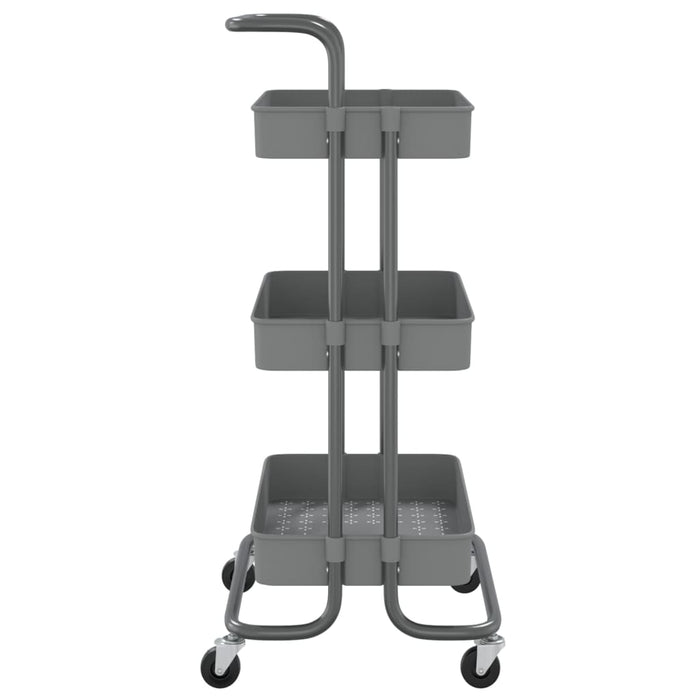 Cărucior de bucătărie 3 niveluri gri 42x35x85 cm fier și ABS WALTI