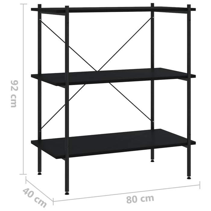 Unitate cu rafturi pe 3 niveluri, negru, 80x40x92 cm - WALTI WALTI