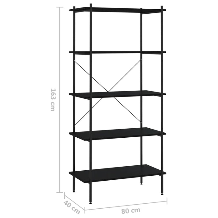 Unitate cu rafturi pe 5 niveluri, negru, 80x40x163 cm - WALTI WALTI