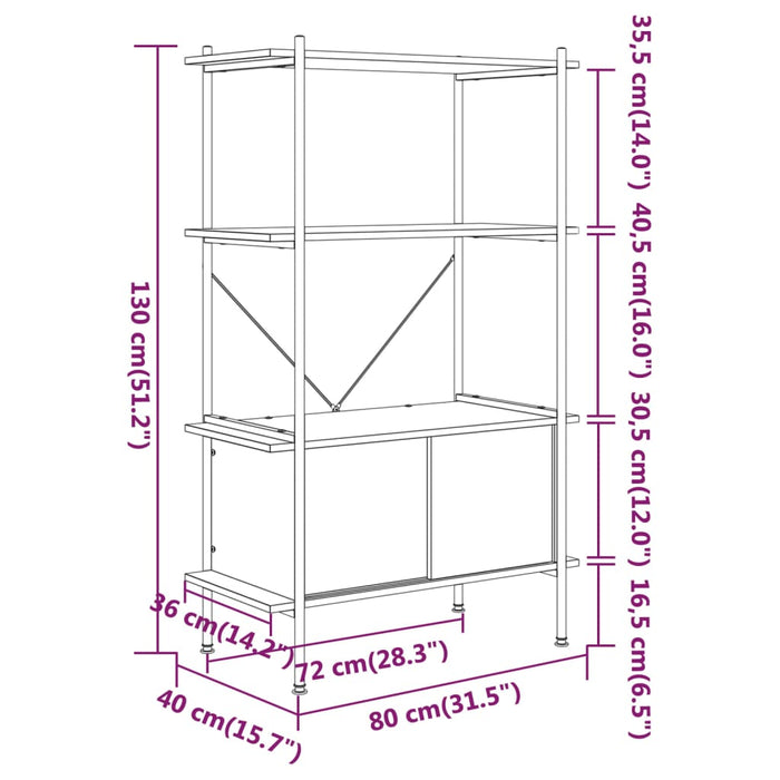 Unitate rafturi cu 4 niveluri și dulap, 80x40x130 cm oțel&lemn - WALTI WALTI