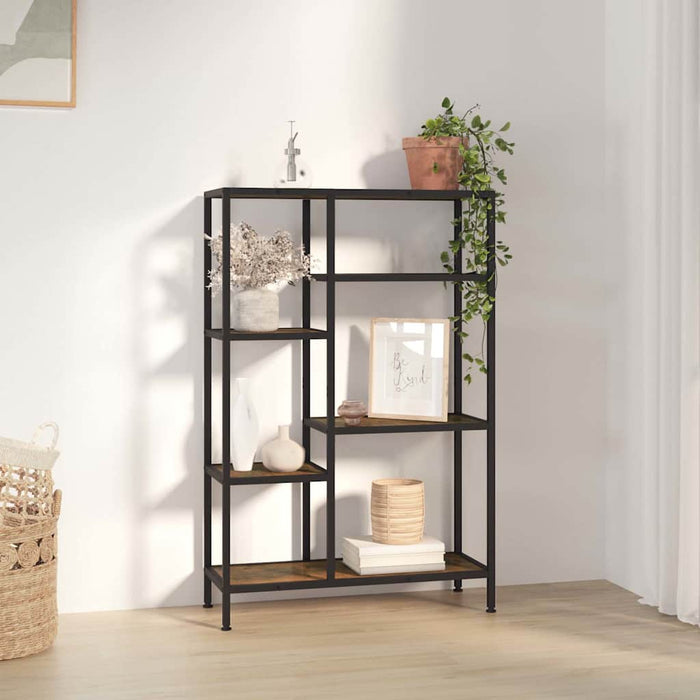 Bibliotecă, 80x30x120 cm, oțel și lemn prelucrat WALTI