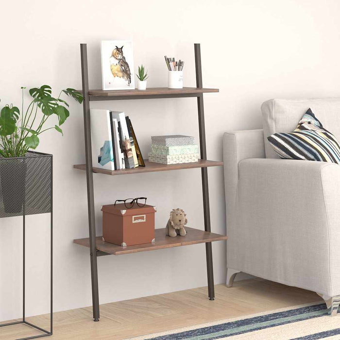 Raft înclinat cu 3 niveluri maro închis și negru 64x34x116 cm WALTI