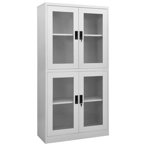 Dulap de birou gri deschis 90x40x180 cm oțel/sticlă securizată - WALTI WALTI