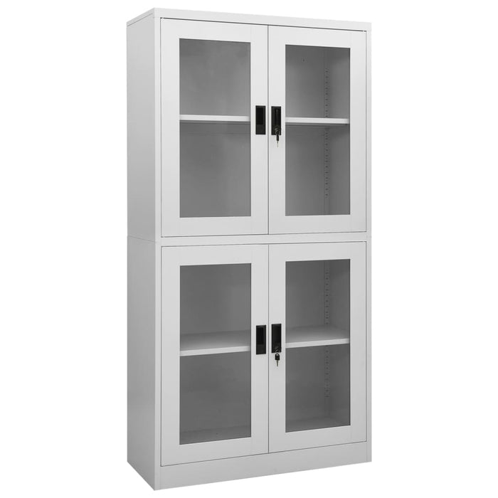 Dulap de birou gri deschis 90x40x180 cm oțel/sticlă securizată - WALTI WALTI