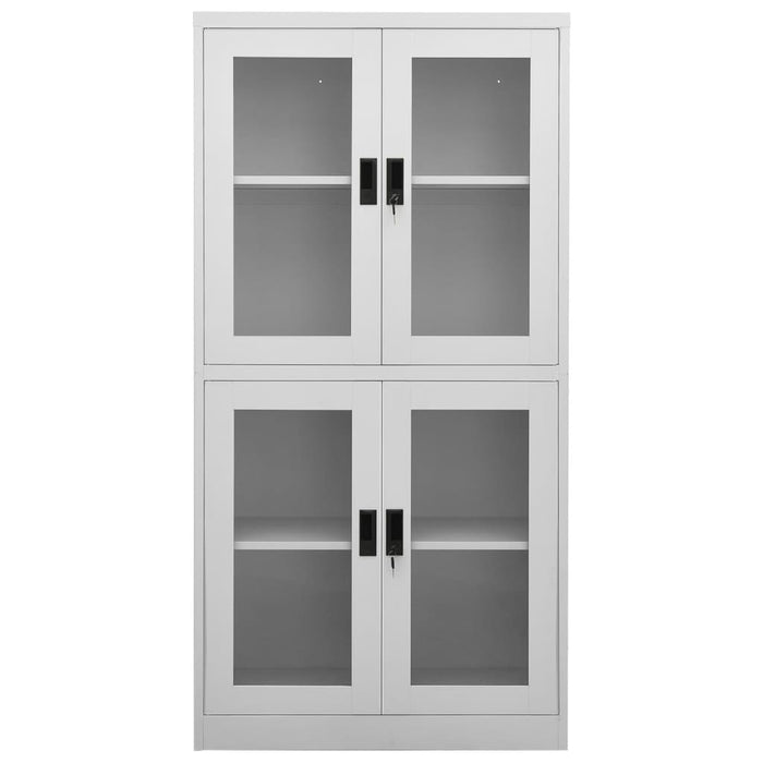 Dulap de birou gri deschis 90x40x180 cm oțel/sticlă securizată - WALTI WALTI