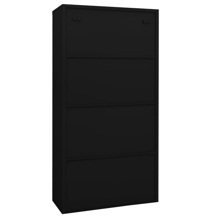 Dulap de birou, negru, 90x40x180 cm, oțel/sticlă securizată - WALTI WALTI