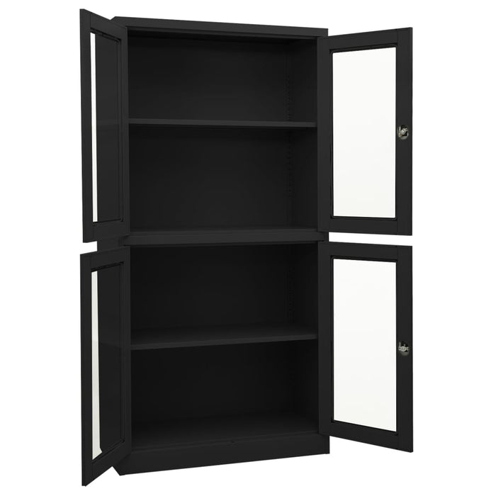 Dulap de birou, antracit, 90x40x180 cm, oțel/sticlă securizată WALTI