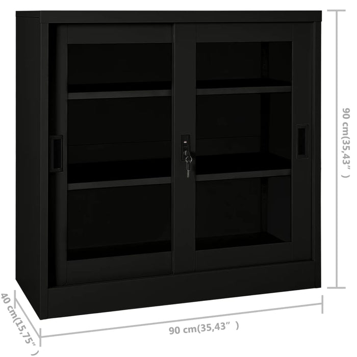 Dulap cu ușă glisantă, negru, 90x40x90 cm, oțel - WALTI WALTI