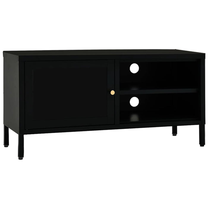 Dulap TV, negru, 90x30x44 cm, oțel și sticlă - WALTI WALTI